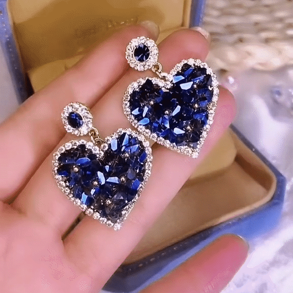 Diamond and Crystal Heart Earrings